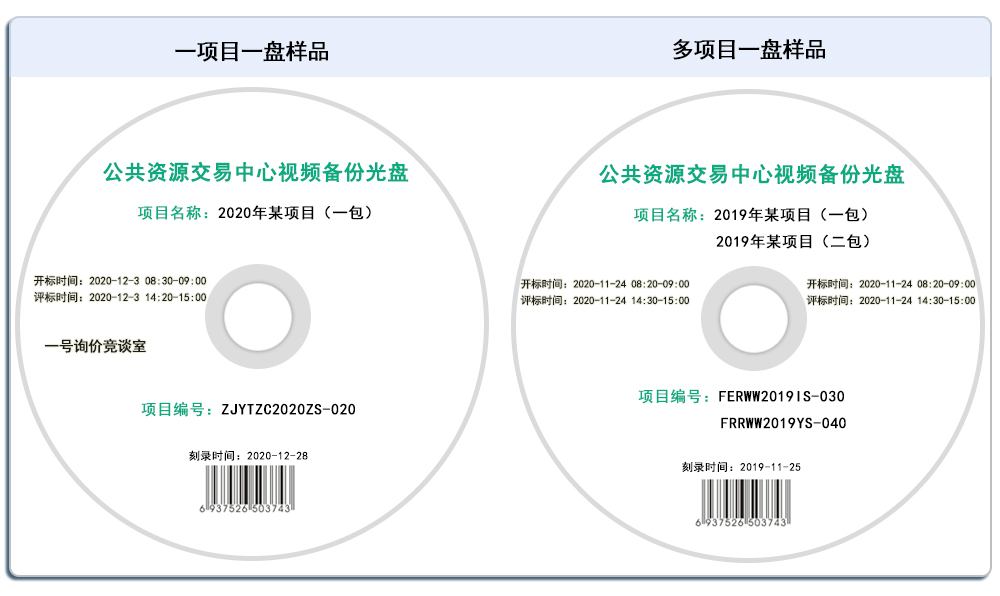 公共资源交易中心一项一盘和多项一盘光盘样品